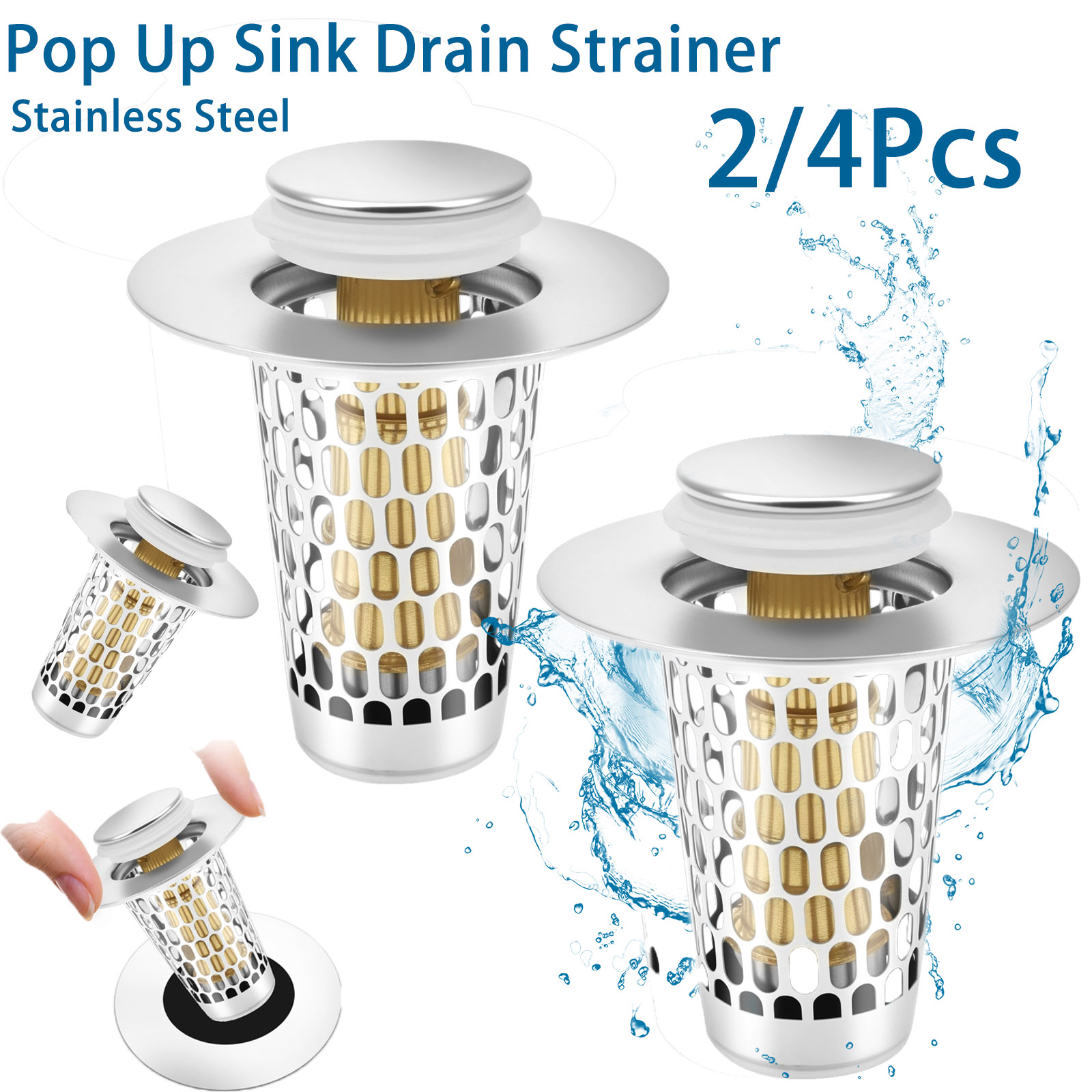 Sink Drain Strainer - 2/4개 팝업 싱크 배수구 필터 스테인리스